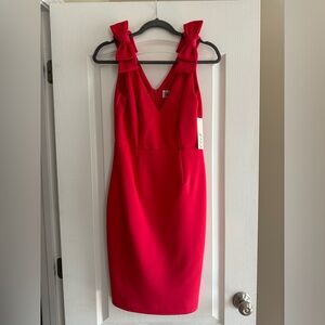 Eliza J Red V-Neck Sheath Mini Dress